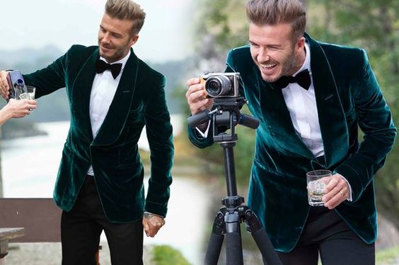 David Beckham Rocks In Green Velvet - A Hand Tailored Suit UK